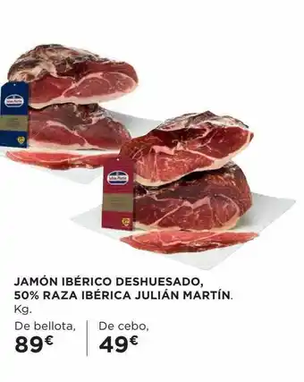 Hipercor Jamón ibérico deshuesado, 50% raza ibérica julián martín oferta