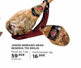 Hipercor Jamón serrano gran reserva tío emilio oferta