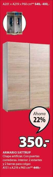 JYSK Armario sattrup oferta