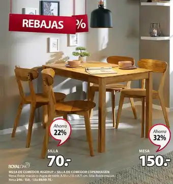 JYSK Mesa de comedor jegerup + silla de comedor copenhagen oferta