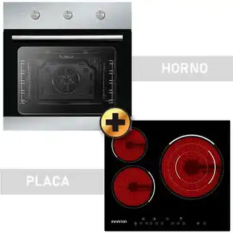 Set horno+vitrocerámica infiniton hv-6fbv3f 3 fogones 70l inox/negro