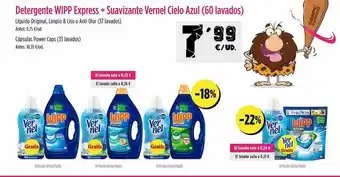 AhorraMas Detergente wipp express + suavizante vernel ciel azul oferta