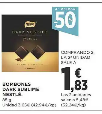 Supercor 2a unidad -50% bombones dark sublime nestlé oferta