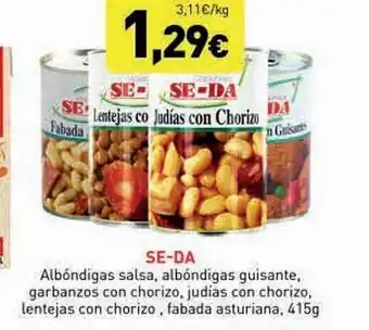 Hiperber Se-da albóndigas salsa albóndigas guisante garbanzos con chorizo judias con chorizo lentejas con chorizo fabada asturiana oferta
