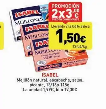 Isabel mejillón natural escabeche salsa picante