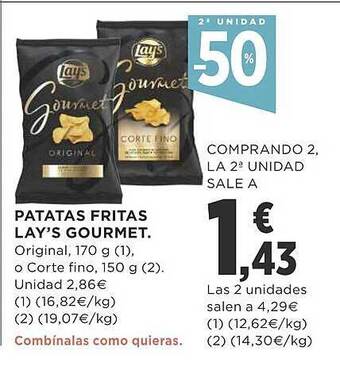 Supercor 2a unidad -50% patatas fritas lay's gourmet oferta