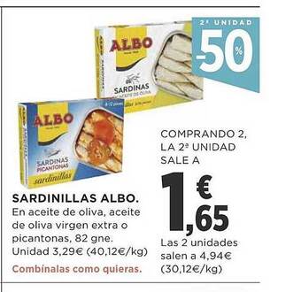 Supercor 2a unidad -50% sardinillas albo oferta