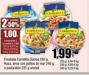 FROIZ 2a unidad -50% ensalada carretilla quinoa rusa arroz con palitos de mar o pasta atún oferta