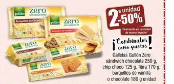 FROIZ 2a unidad -50% galletas gullón zero chip choco fibra barquillos de vainilla o chocolate oferta