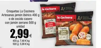 FROIZ Croquetas la cocinera artesanas jamón iberico o de cocido casero con jamón serrao oferta