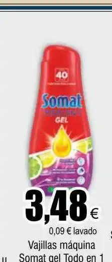 FROIZ Vajillas máquina somat gel todo en 1 oferta