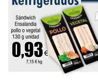 FROIZ Sándwich ensalandia pollo vegetal unidad oferta