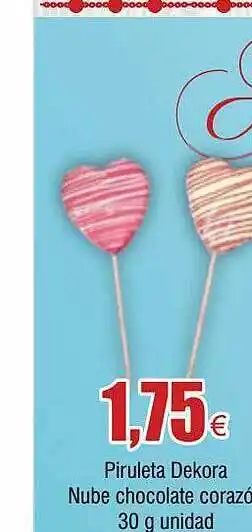 FROIZ Piruleta dekora nube chocolate corazón oferta