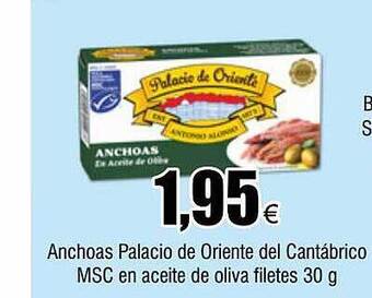 FROIZ Anchoas palacio de oriente del cantábrico msc en aceite de oliva filetes 30 g oferta