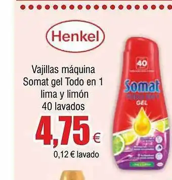 FROIZ Henkel vajillas máquina somat gel todo en 1 lima y limón oferta
