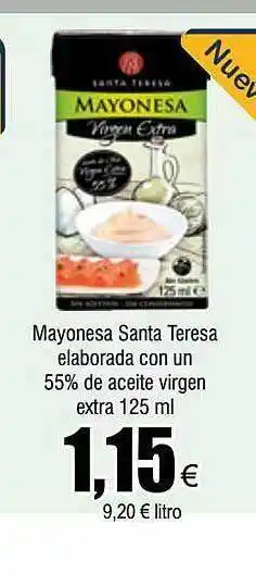 FROIZ Mayonesa santa teresa elaborada con un 55% de aceite virgen extra 125ml oferta