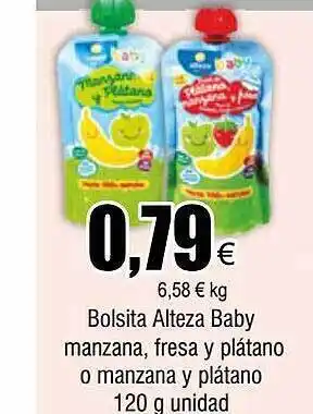 FROIZ Bolsita alteza baby manzana, fresa y plátano o manzana y plátano 120 g oferta