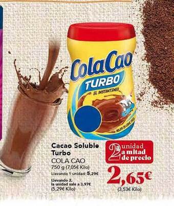 Gadis Cacao soluble turbo cola cao oferta