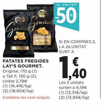Hipercor 2a unitat -50% patates fregides lay's gourmet oferta