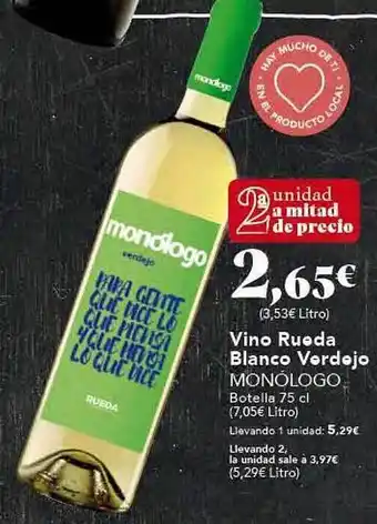 Gadis Vino rueda blanco verdejo monólogo oferta