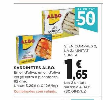 Hipercor 2a unitat -50% sardinetes albo oferta
