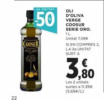 Hipercor 2a unitat -50% oli d'oliva verge coosur serie oro oferta