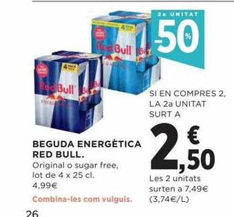 Hipercor 2a unitat -50% beguda energètica red bull oferta