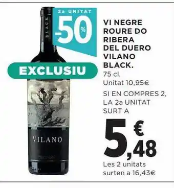 Hipercor 2a unitat -50% vi negre roure do ribera del duero vilano black oferta