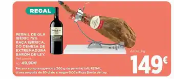 Hipercor Pernil de gla ibèric 75% raça ibérica, do dehesa de extremadura barón de ley oferta