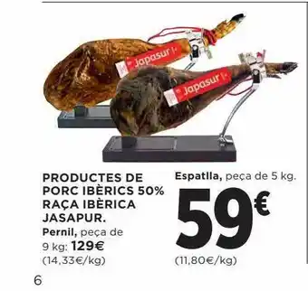 Hipercor Productes de porc ibèrics 50% raça ibèrica japasur oferta