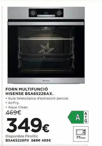 Hipercor Forn multifunció hisense bsa65226ax oferta