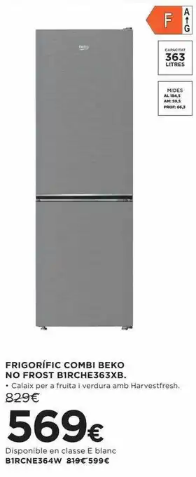 Hipercor Frigorific combi beko no frost b1rche363xb oferta
