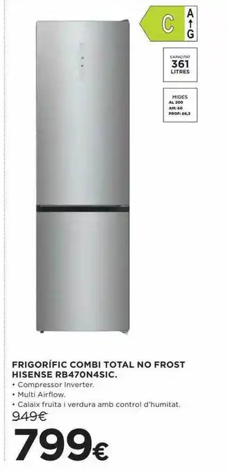 Hipercor Frigorific combi total no frost hisense rb470n4sic oferta