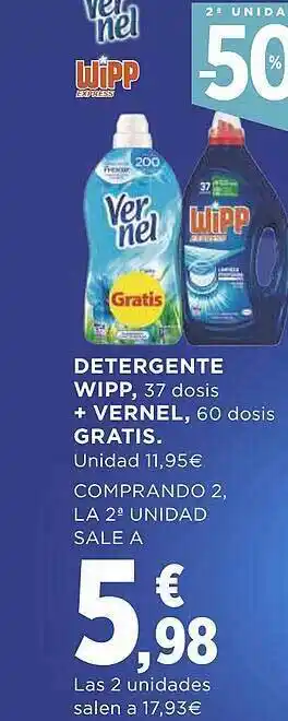 Supercor 2a unidad -50% detergente wipp + vernel oferta