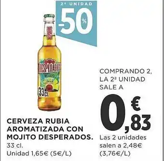 Supercor 2a unidad -50% cerveza rubia aromatizada con mojito desperados oferta