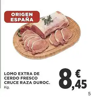 Lomo extra de cerdo fresco cruce raza duroc