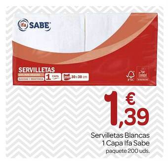 Supermercados El Jamón Servilletas blancas 1 capa ifa sabe oferta