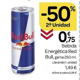 Supermercados El Jamón -50% 2a unidad bebida energética red bull oferta