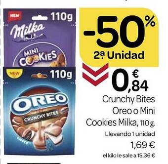 Supermercados El Jamón -50% 2a unidad crunchy bites oreo o mini cookies milka oferta