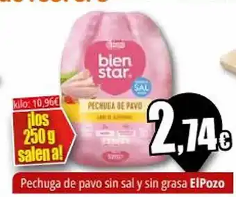 Unide Supermercados Pechuga de pavo sin sal y sin grasa elpozo oferta