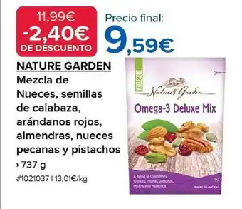 Costco Nature garden mezcla de nueces, semillas de calabaza, arándanos rojos, almendras, nueces pecanas y pistachos oferta