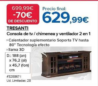 Costco Tresanti consola de tv chimenea y ventilador 2 en 1 oferta