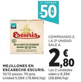 El Corte Inglés 2a unidad -50% mejillones en escabeche escuris oferta