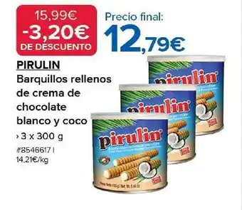 Costco Pirulin barquillos rellenos de crema de chocolate blanco y coco oferta