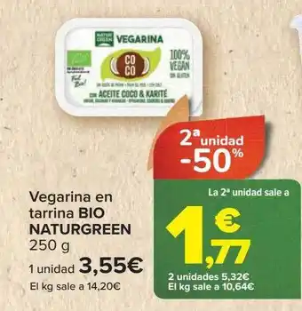 Carrefour Vegarina en tarrina bio naturgreen oferta
