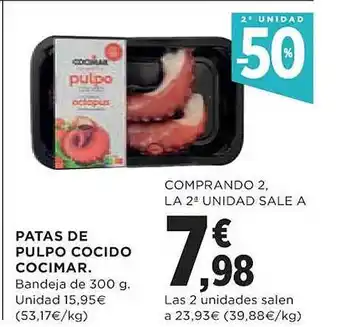 El Corte Inglés 2a unidad -50% patas de pulpo cocido cocimar oferta
