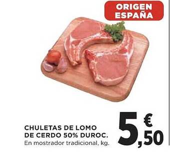 El Corte Inglés Chuletas de lomo de cerdo 50% duroc oferta