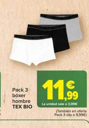 Carrefour Pack 3 bóxer hombre tex bio oferta