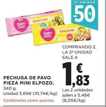 El Corte Inglés 2a unidad -50% pechuga de pavo pieza mini elpozo oferta