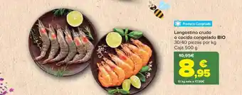 Carrefour Langostino crudo o cocido congelado bio 30-40 piezas por kg caja oferta